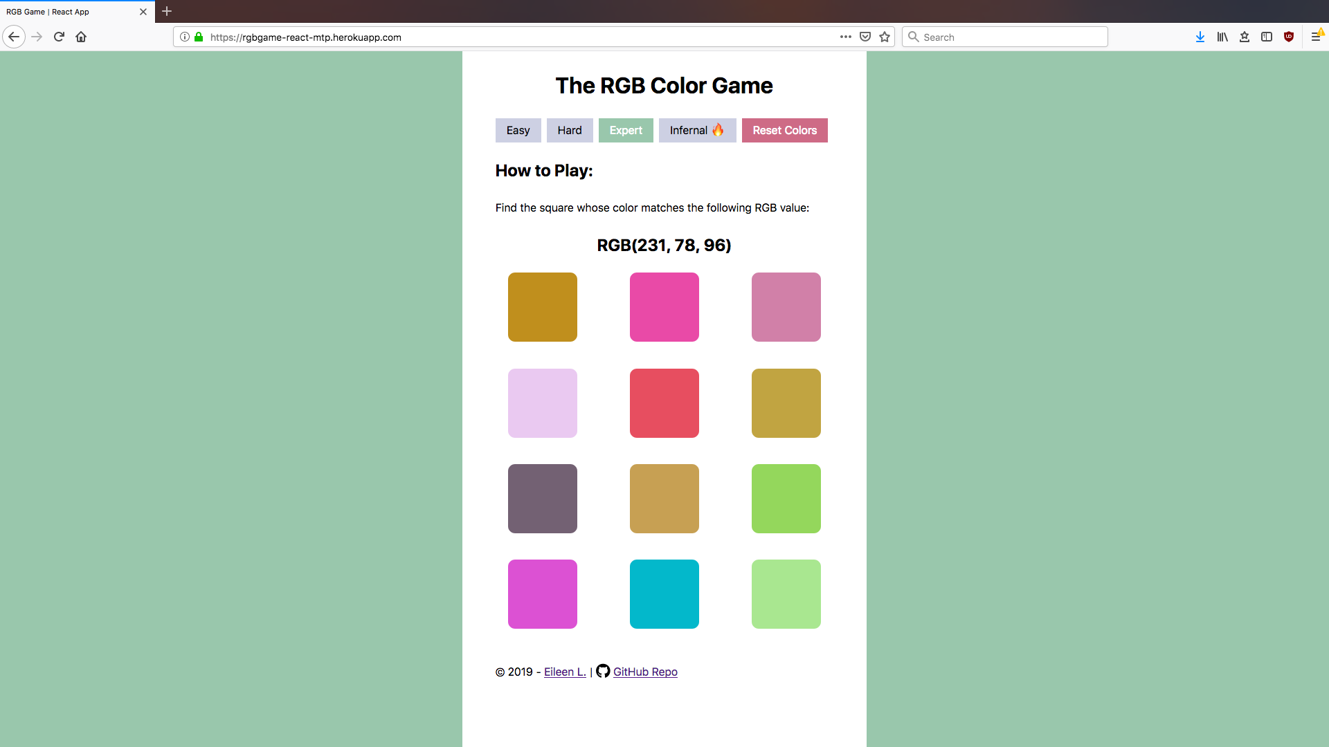 RGB Game - React